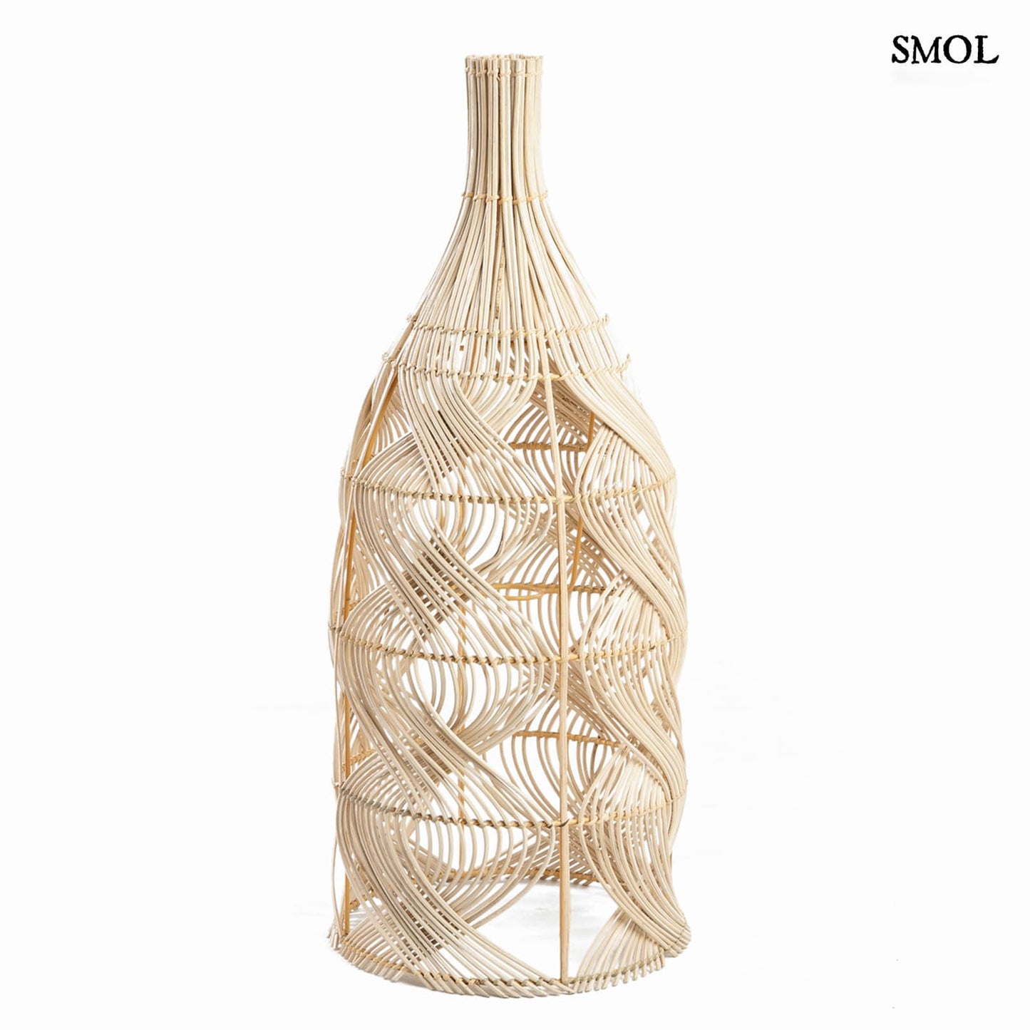 Természetes Rattan Lámpaernyő, 70 cm | GARAFFA | SMOL - állólámpaként, fehér háttérrel