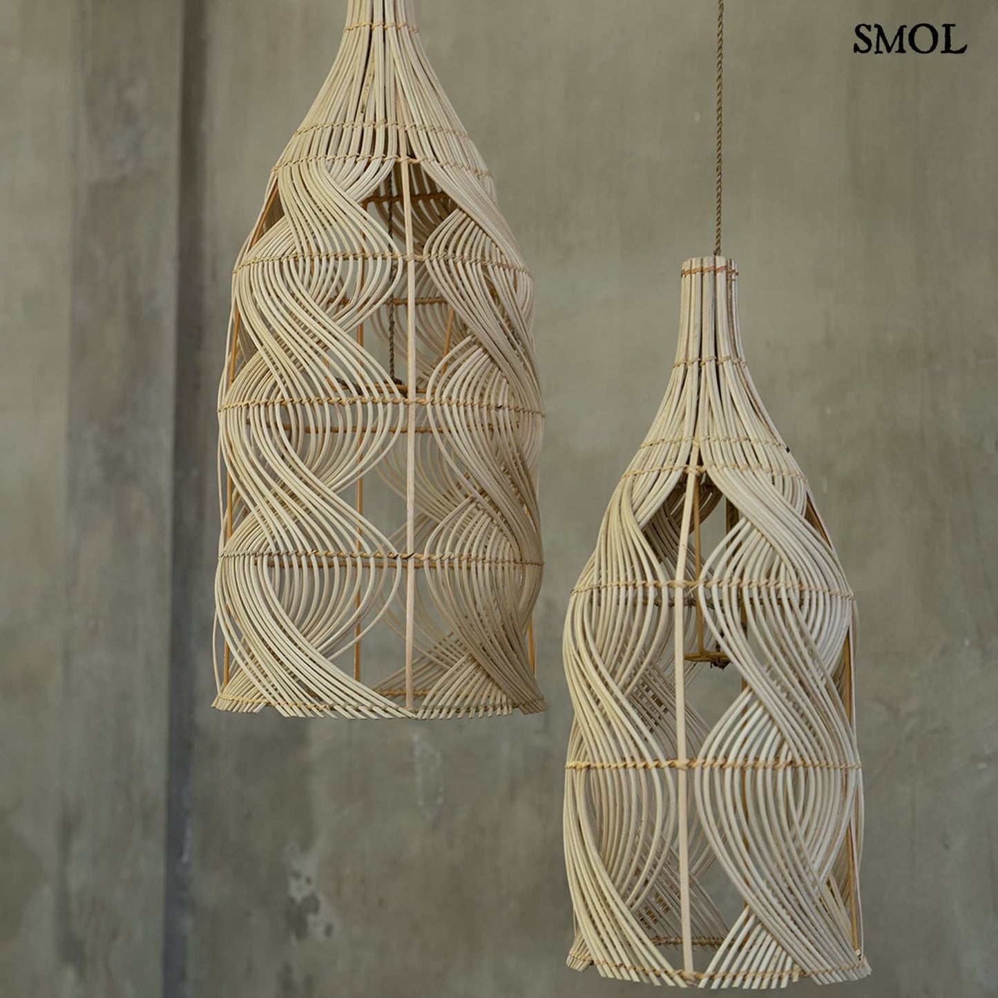 Természetes Rattan Lámpaernyő, 70 cm | GARAFFA | SMOL - két méretben, felfüggesztve