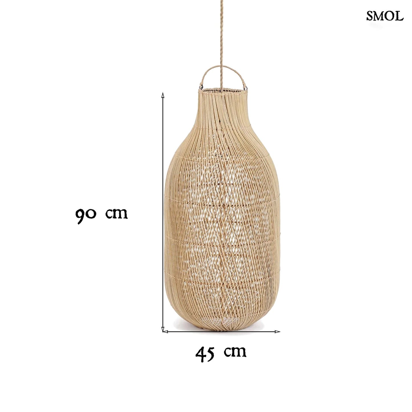 Természetes Rattan Lámpaernyő, 90 cm | KENDI | SMOL -méretekkel