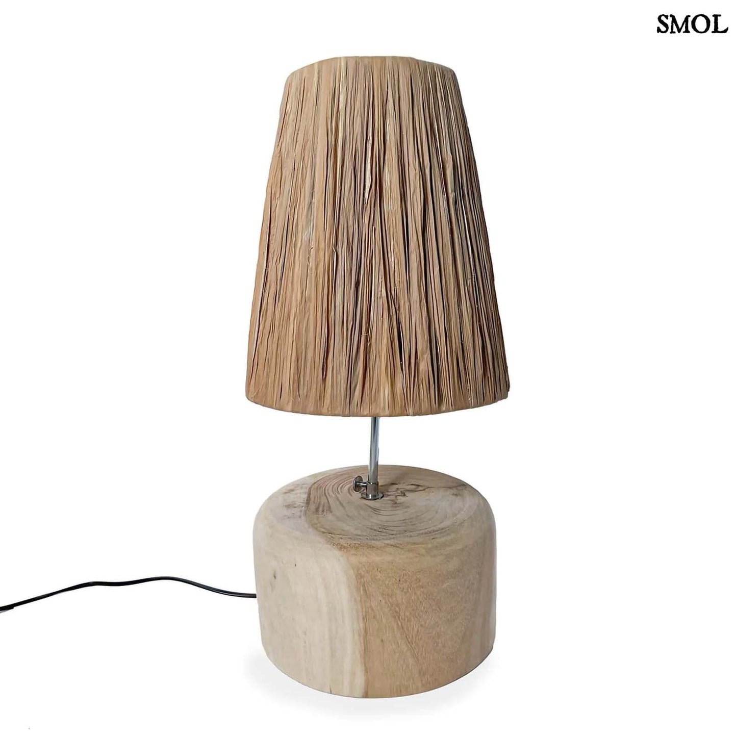 Természetes Teakfa Asztali lámpa, 55 cm | RAFFIA TEAK | SMOL - fehér háttérrel