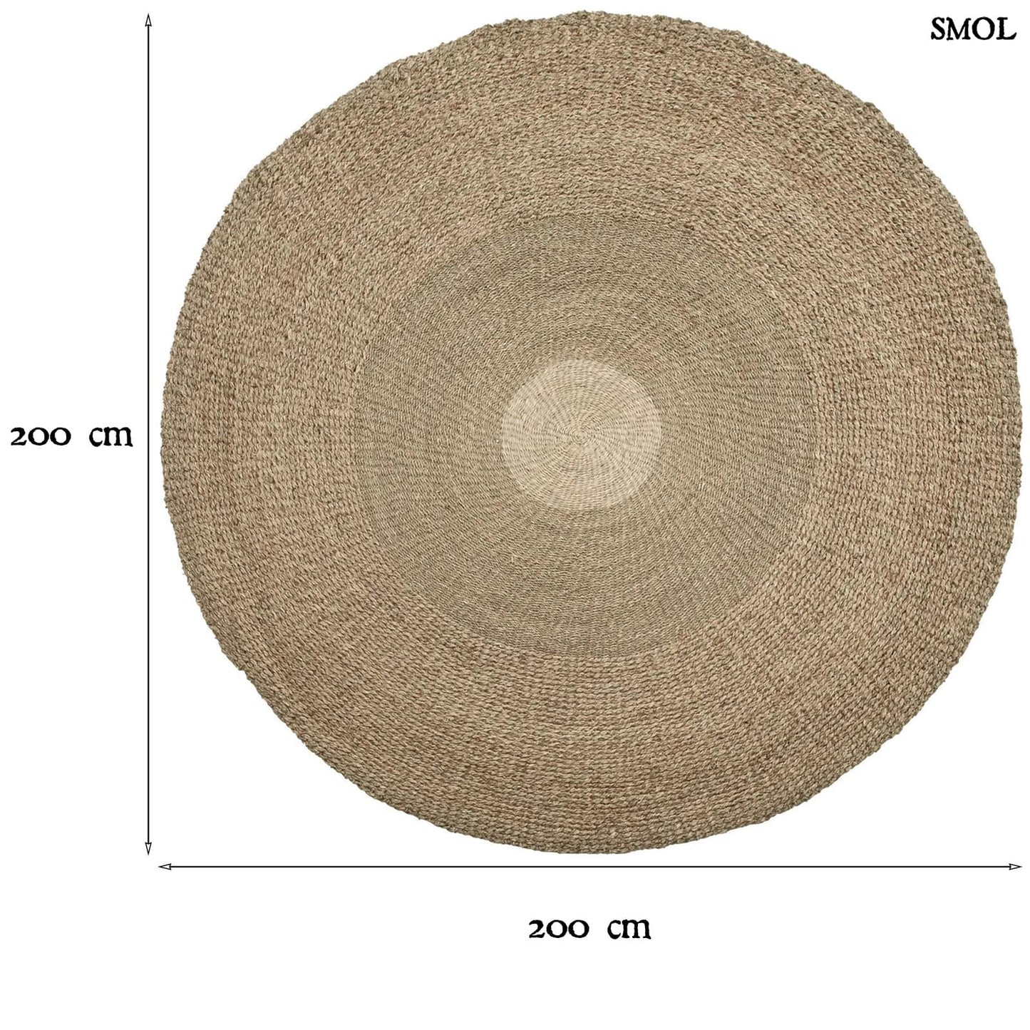 Természetes Tengerifű Szőnyeg, 200 cm | MEKONG | SMOL - méretekkel