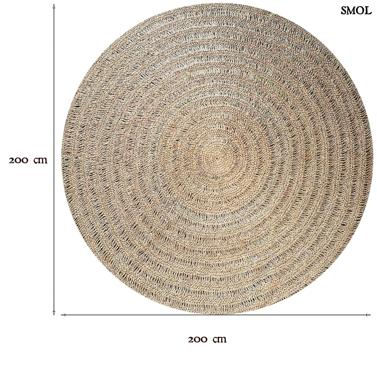 Természetes Tengerifű Szőnyeg, kerek | SEAGRASS CARPET | SMOL - méretekkel
