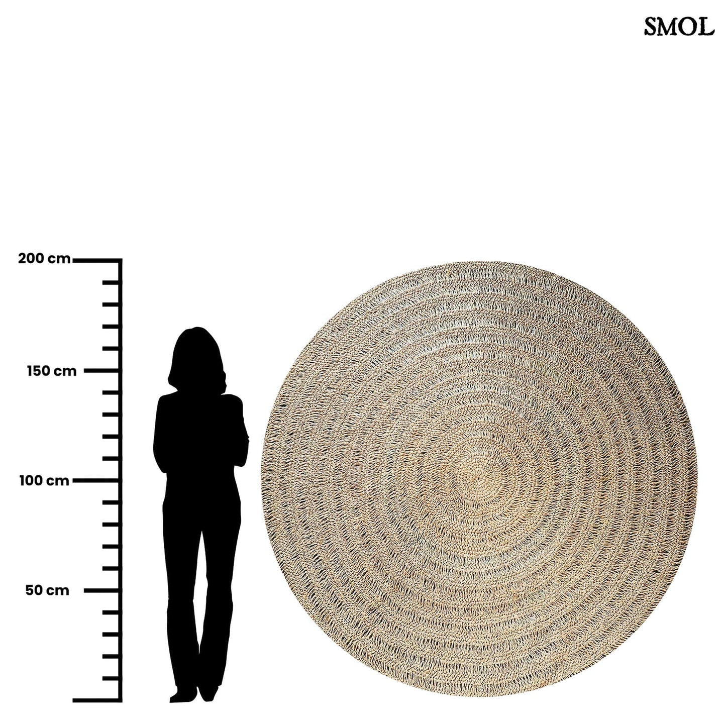 Természetes Tengerifű Szőnyeg, kerek | SEAGRASS CARPET | SMOL - méretarányosan
