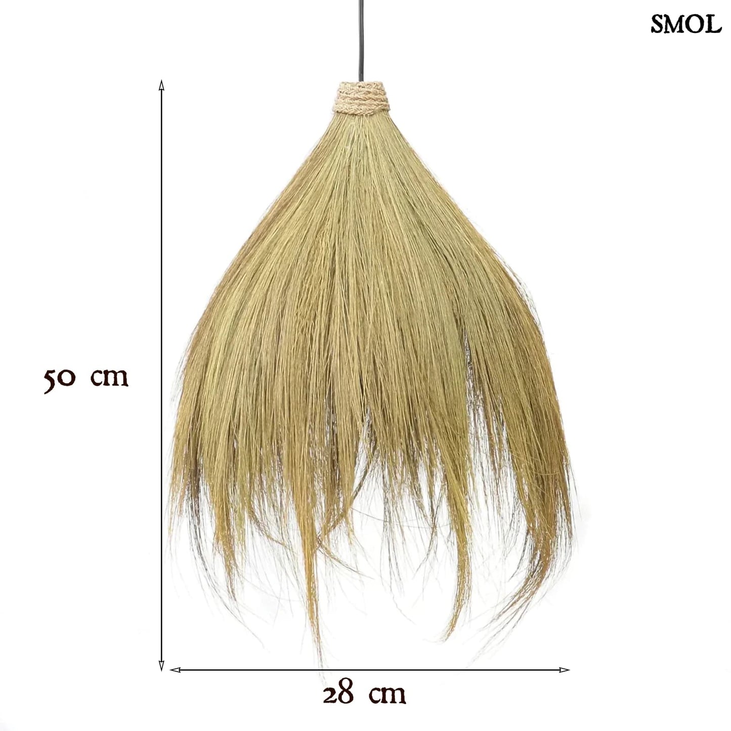 Természetes fű függőlámpaernyő, 50 cm | RAYUNG HUT | SMOL - méretekkel