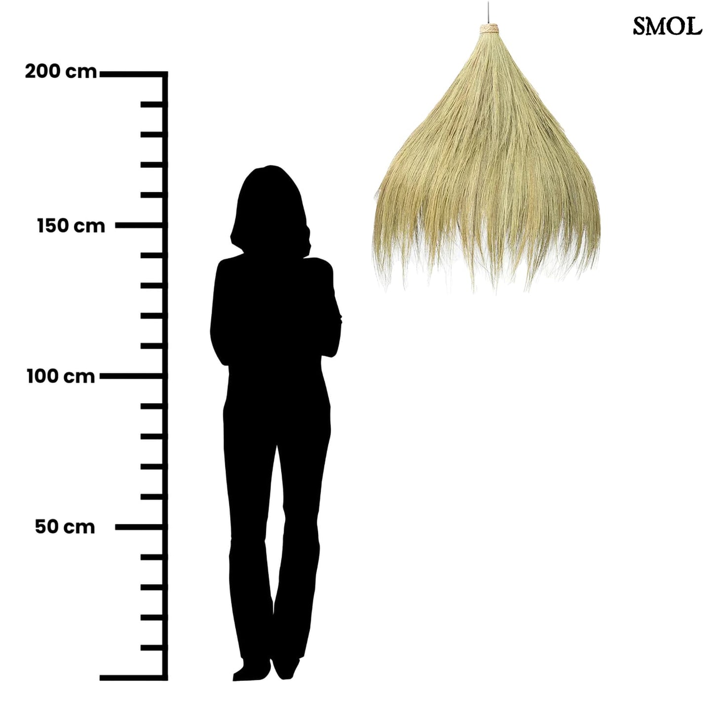 Természetes fű függőlámpaernyő, nagyméretű | RAYUNG HUT | SMOL - méretarányosan