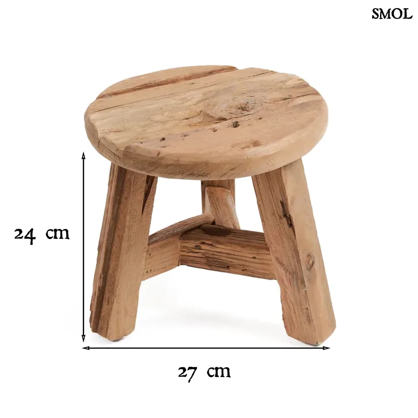Ülőke - kisméretű, természetes teakfa, 27 cm | YATAI - smol.hu - méretekkel