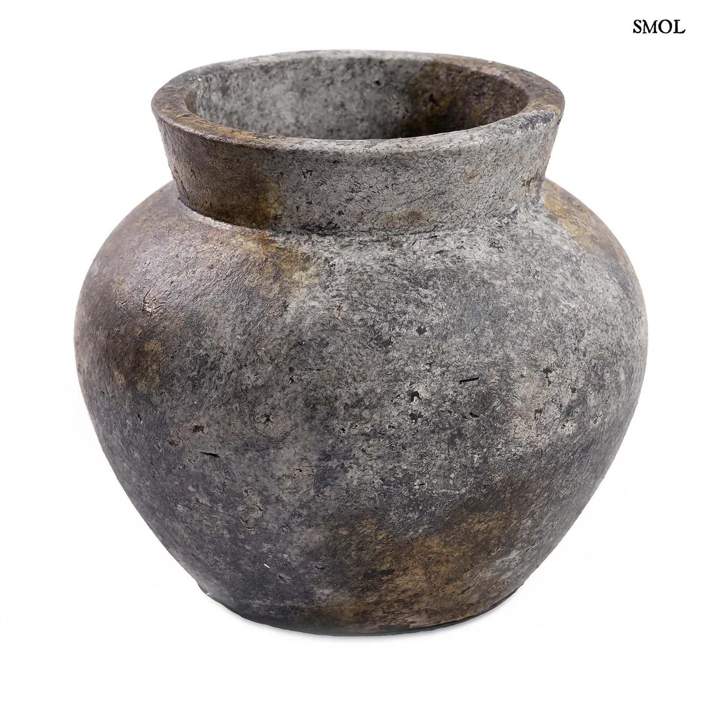 FUNKY, antikolt szürke váza, ⌀33 cm - smol.hu - fehér háttérrel