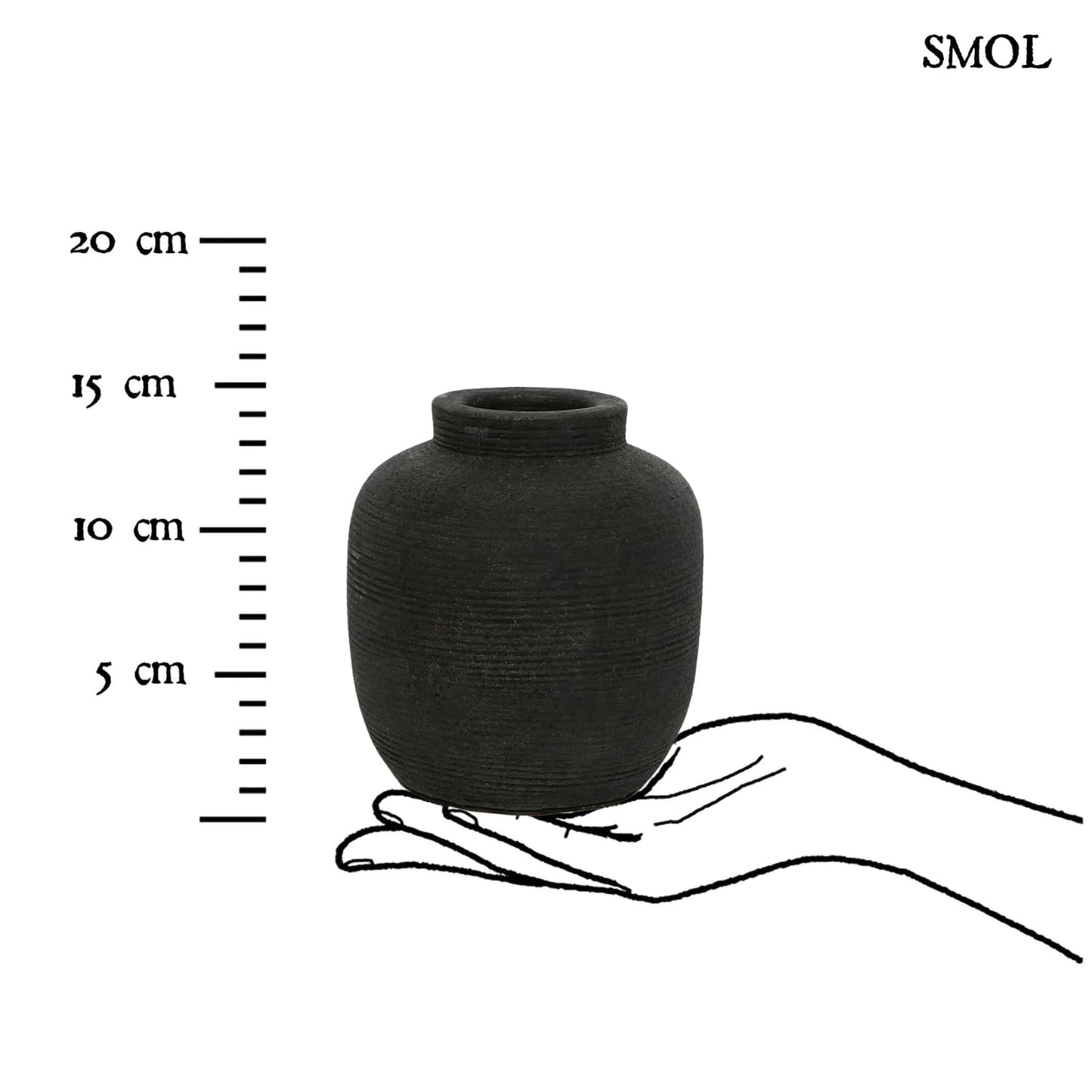 Váza - fekete, terrakotta, 14 cm | PEAKY - smol.hu - méretarányosan