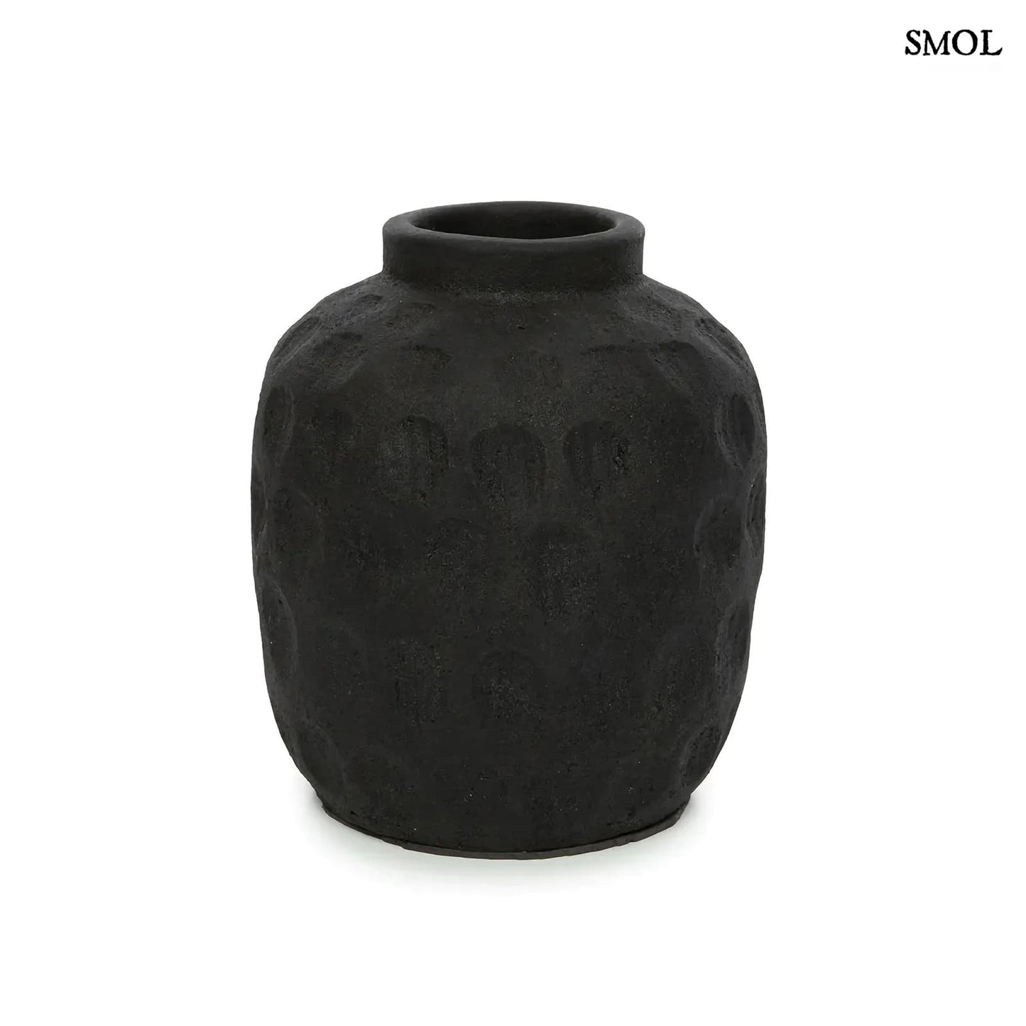 TRENDY, fekete, terrakotta váza, 18 cm - smol.hu - fehér háttérrel