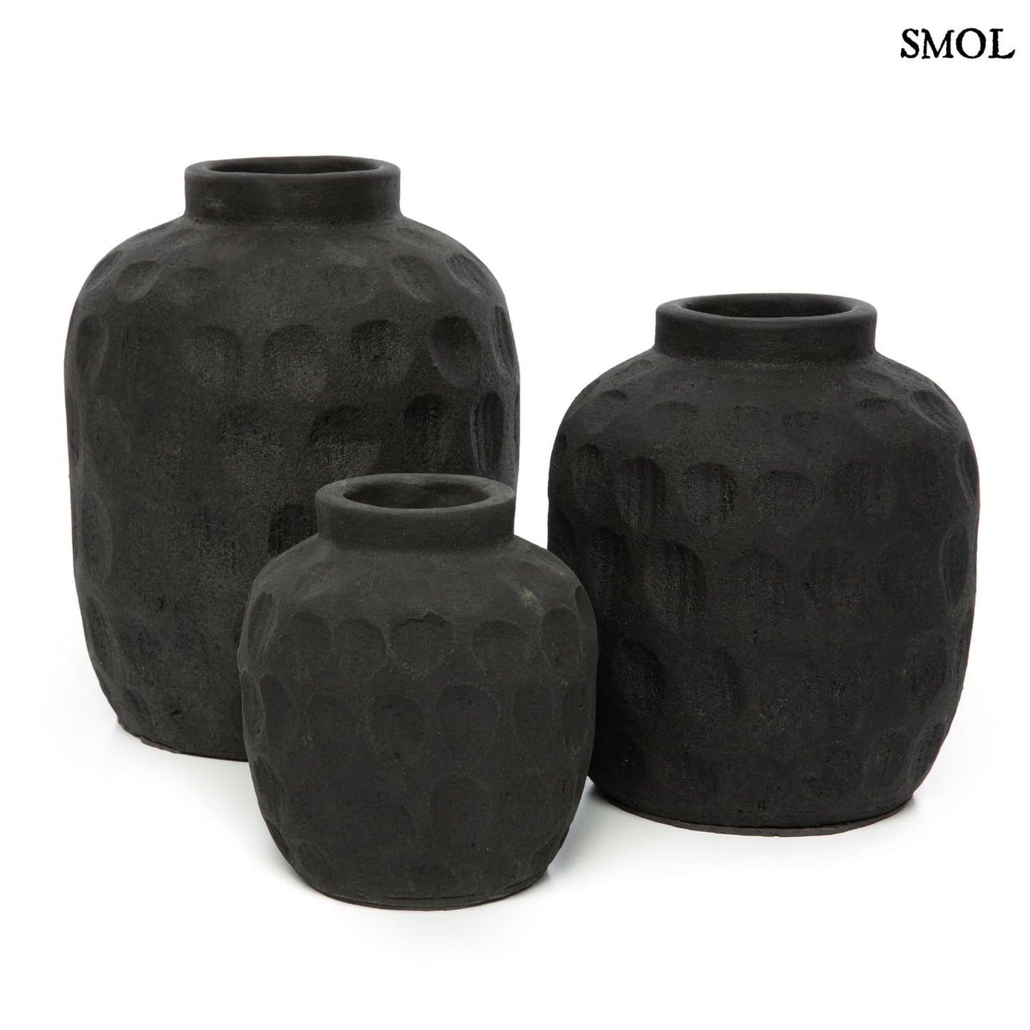 TRENDY, fekete, terrakotta váza, 18 cm - smol.hu - három méretben