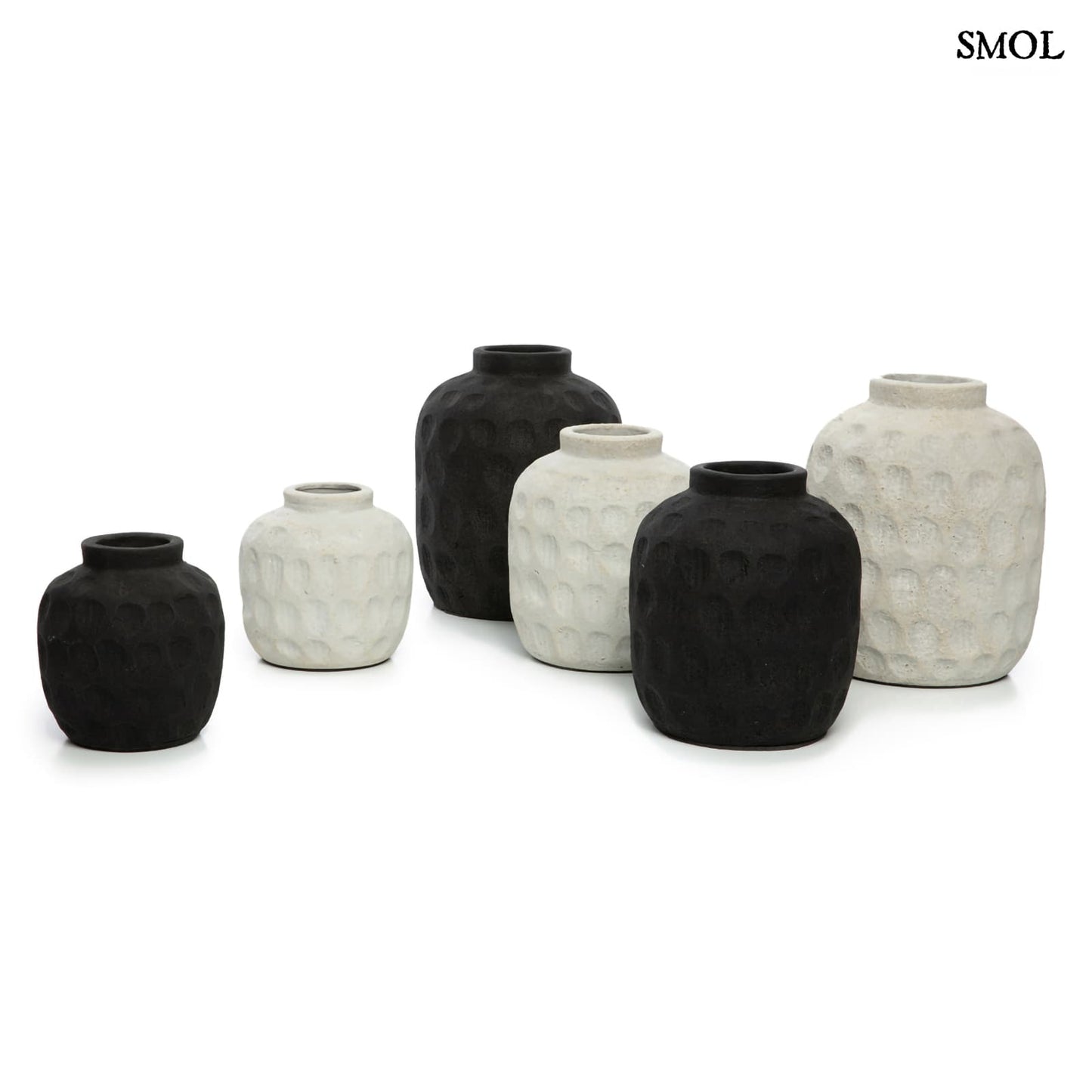 TRENDY, fekete, terrakotta váza, 18 cm - smol.hu - több színben és méretben
