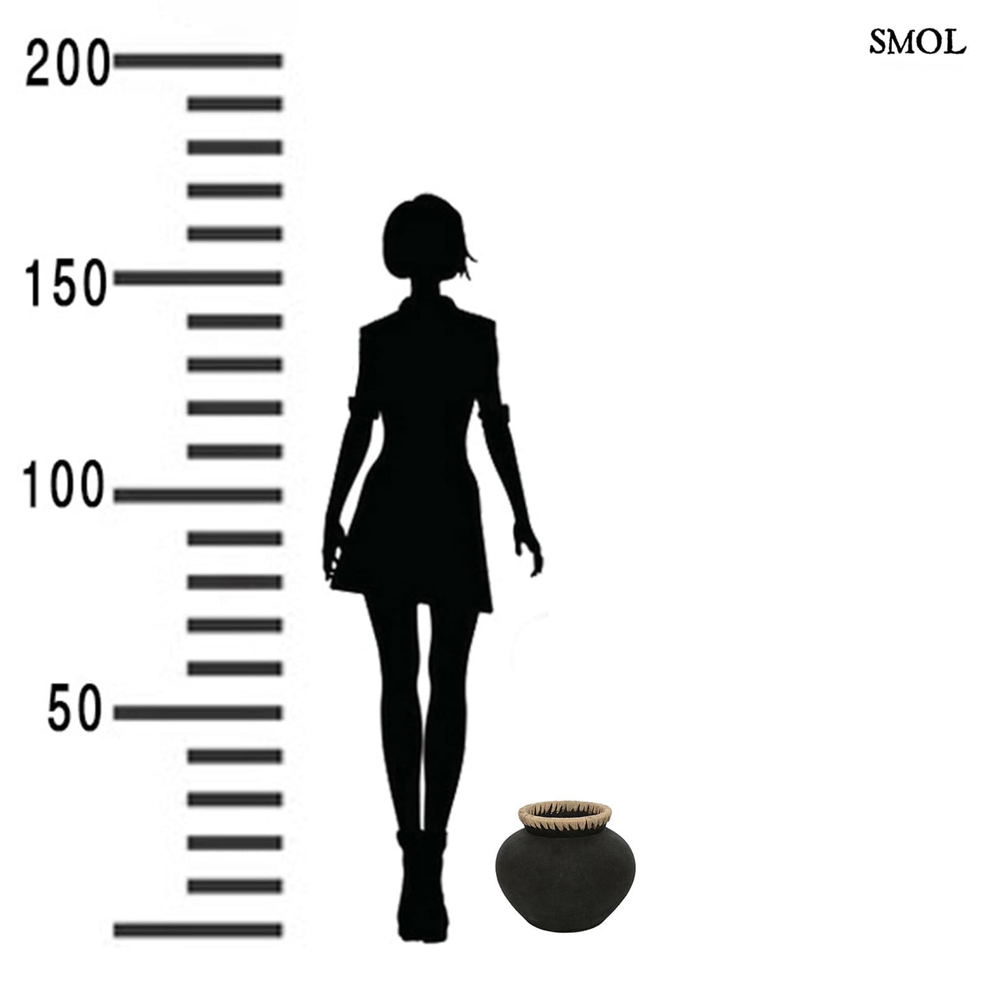 Váza - fekete, terrakotta, raffiával, 29 cm | STAYA - smol.hu - méretarányosan