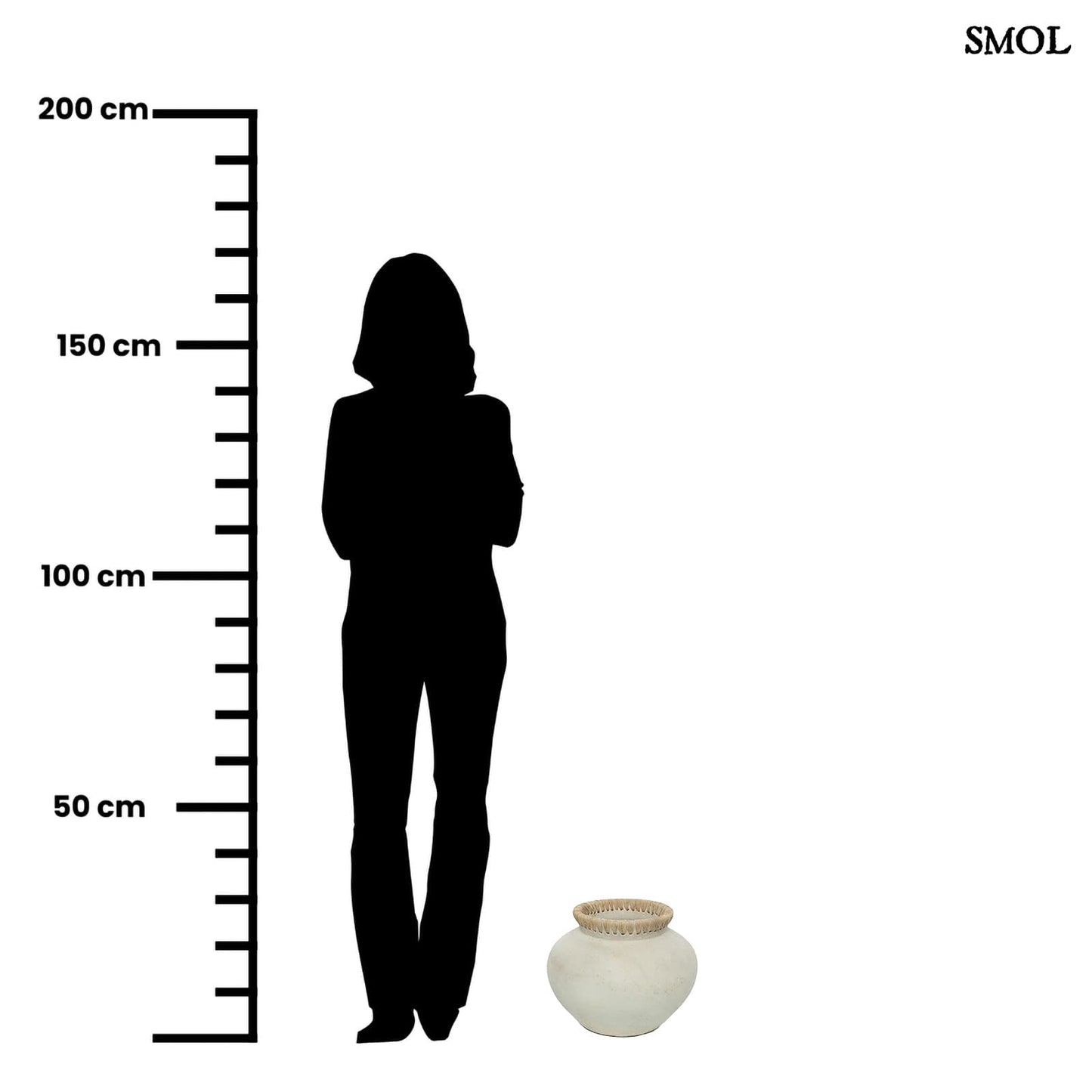 Betonhatású, terrakotta váza raffiával, ⌀29 cm - STYLY - smol.hu - méretarányosan