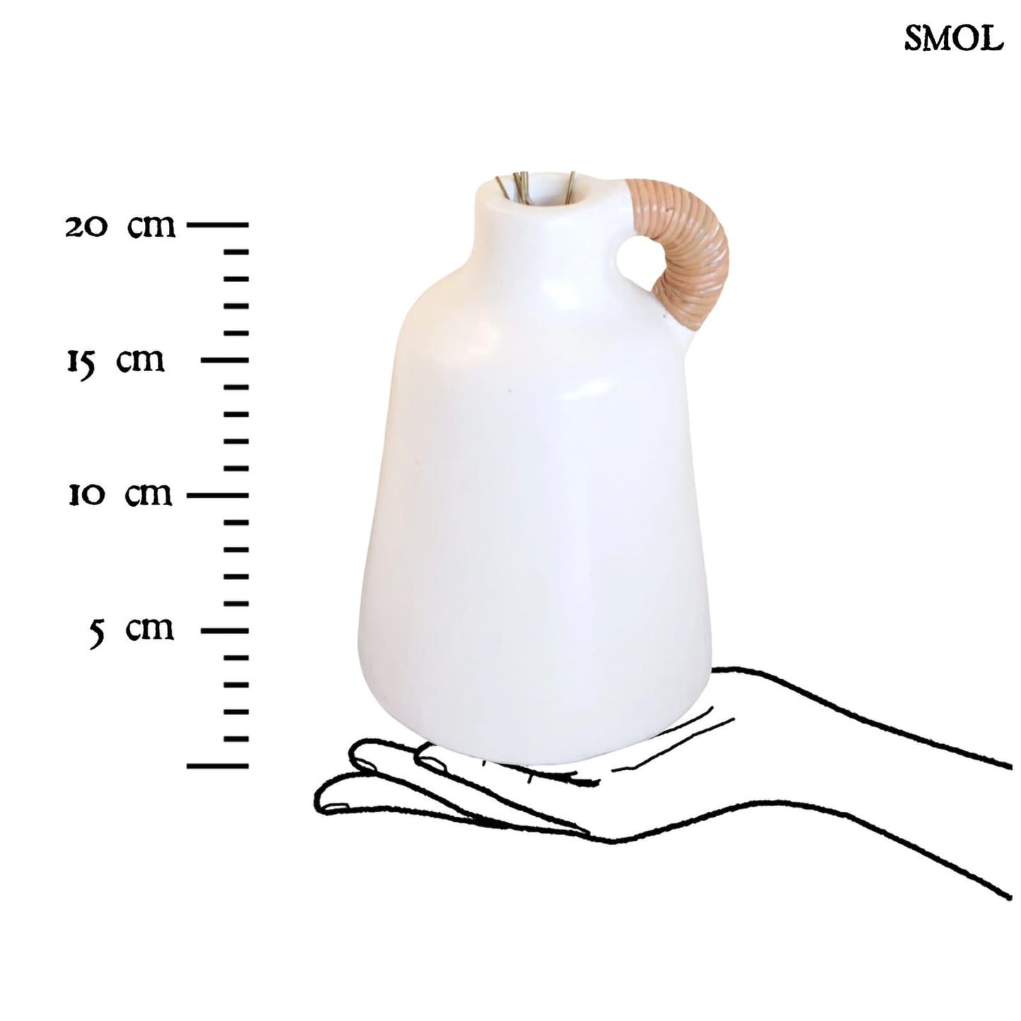Váza rattannal, fehér | SANA - smol.hu - méretarányosan