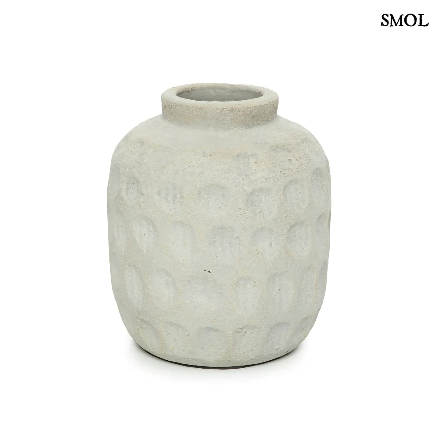 TRENDY, szürke, terrakotta váza, 18 cm - smol.hu - fehér háttérrel