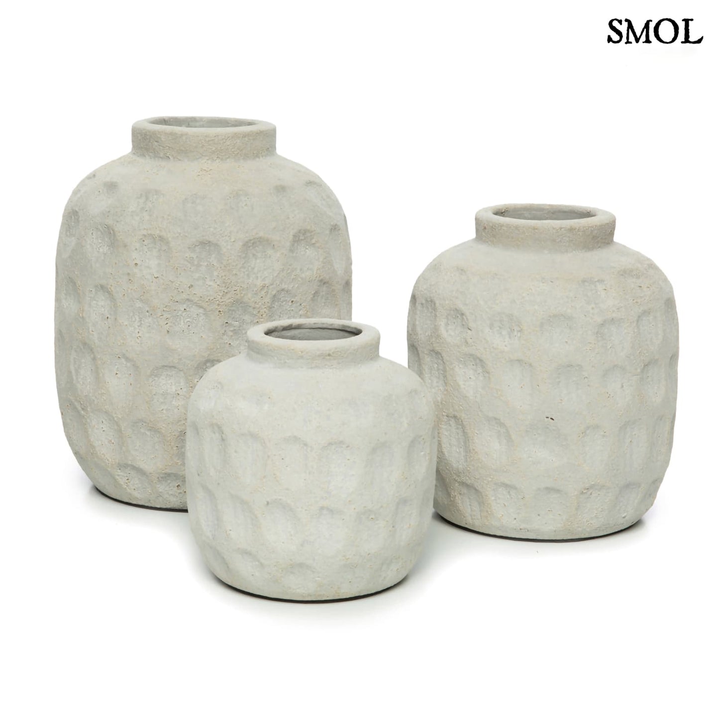 TRENDY, szürke, terrakotta váza, 18 cm - smol.hu - három méretben