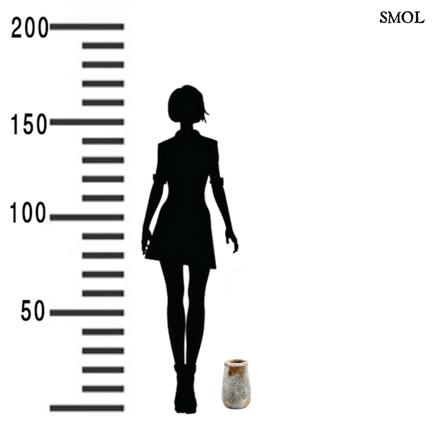 Váza - terrakotta, szürke, raffiával, 22 cm | SUSIE - smol.hu - méretarányosan