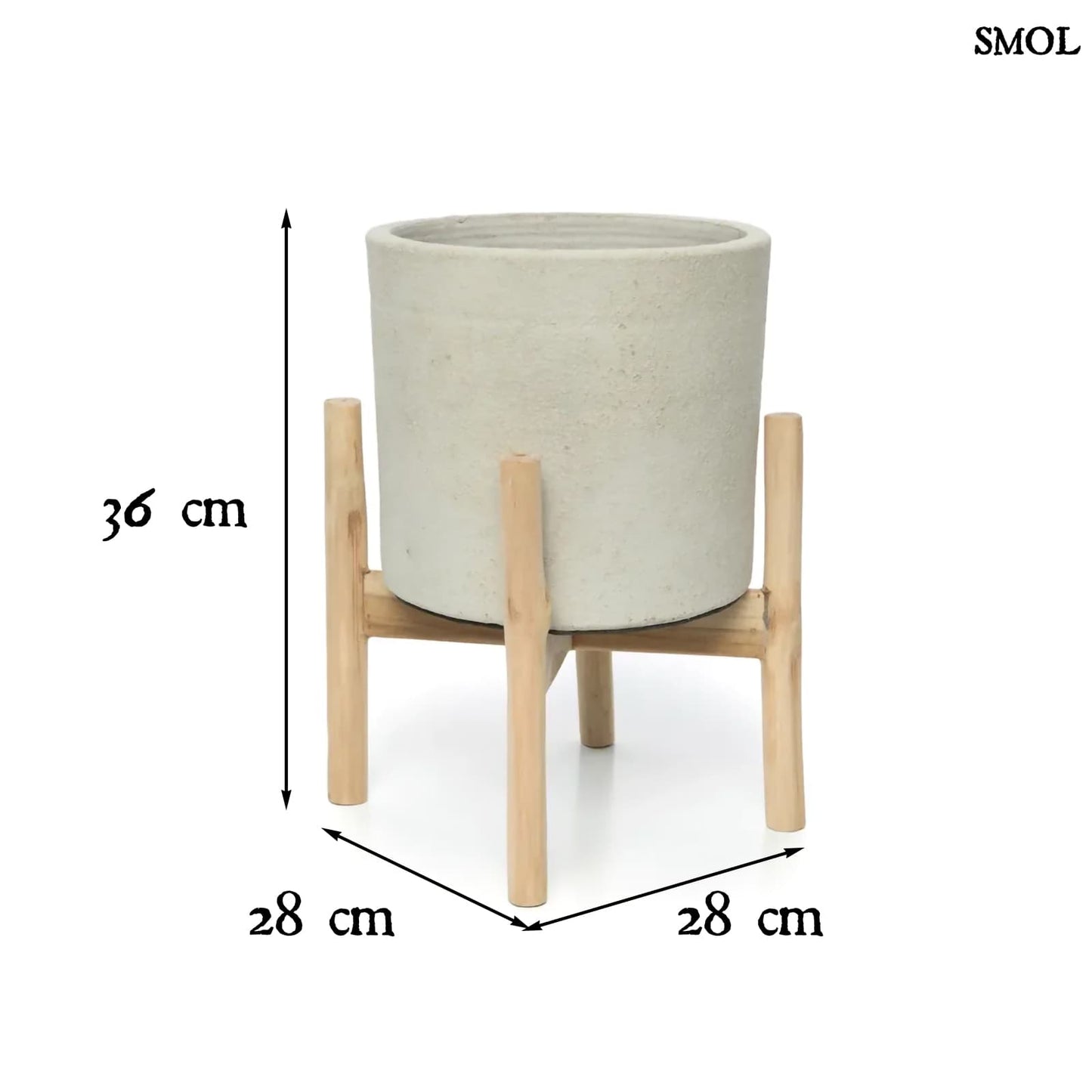 Virágtartó tartón - szürke, 36 cm | CHALK LOW - smol.hu - méretekkel