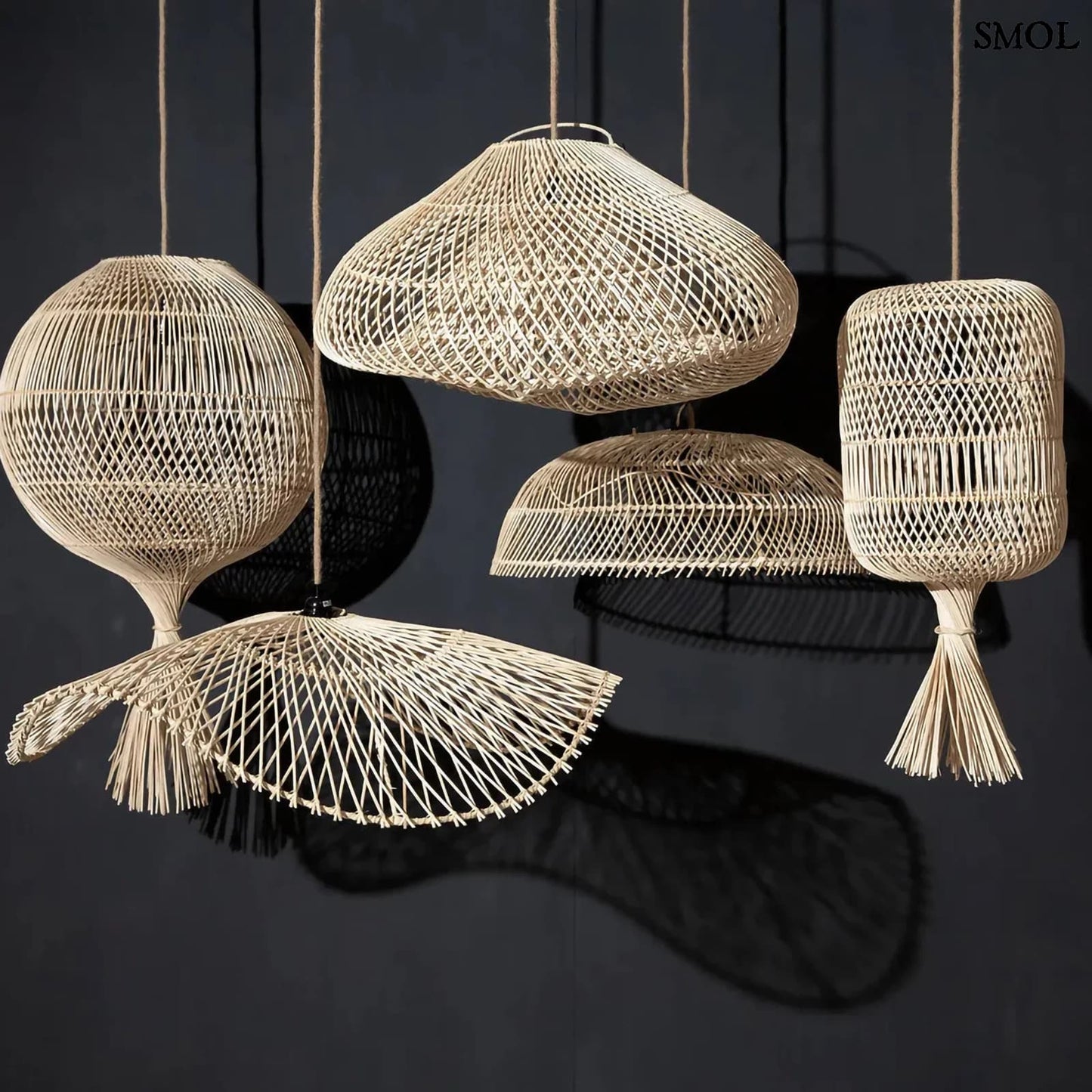 Álló- és függőlámpaernyő, 65 cm | DUMPLING | SMOL - fekete háttérrel, több natúr függőlámpaernyő