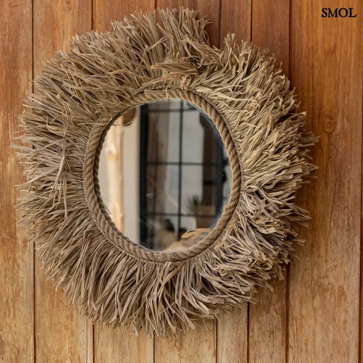 Kerek Raffia Falitükör - natúr | HAITI - SMOL