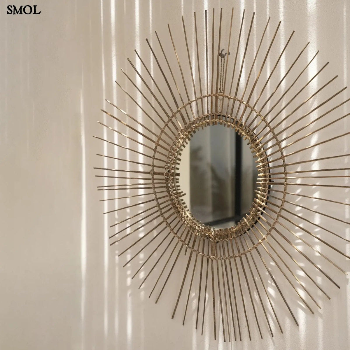 Rattan Napformájú Falitükör – natúr, L | TROPICAL - SMOL