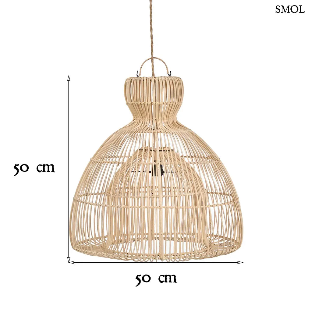 Kézzel font natúr rattan lámpaernyő hagyományos matcha ecset formájú designnal, méretekkel
