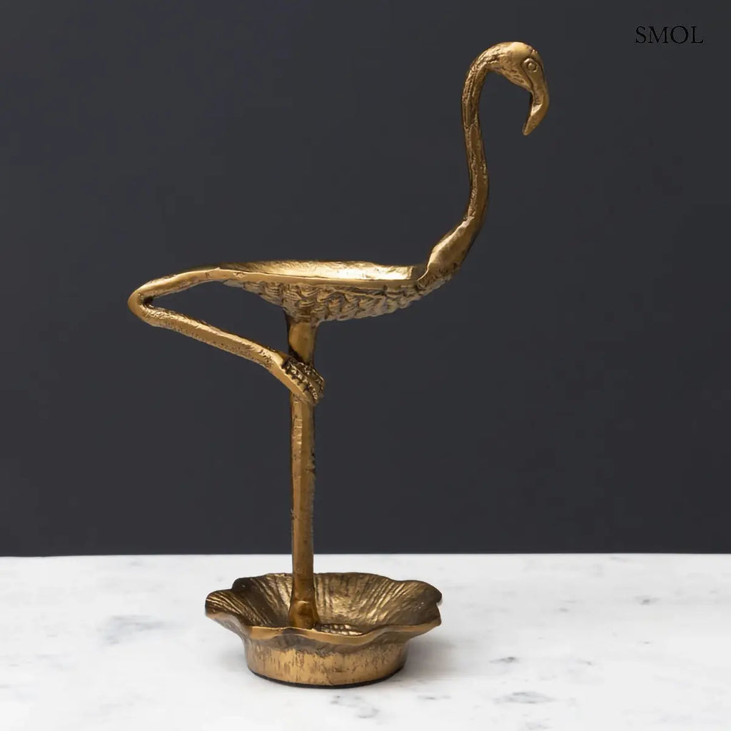 Ékszertartó – antik arany flamingó szobor | FLAMINGO
