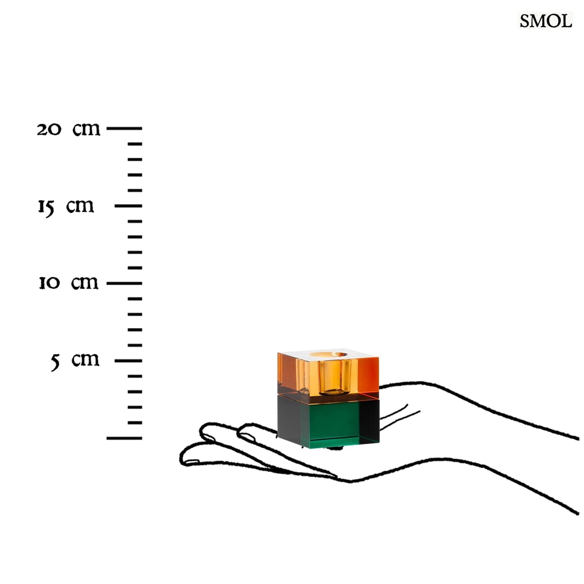 Glaswürfel Teelichthalter – grün-bernstein, Kerzenhalter | GEM BLOCKS