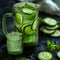 Glaskrug – grüner, rustikaler, gerippter Wasserkrug | MOSS