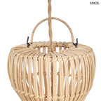 Kézzel font natúr rattan lámpaernyő hagyományos matcha ecset formájú designnal, felső rész nagyítva