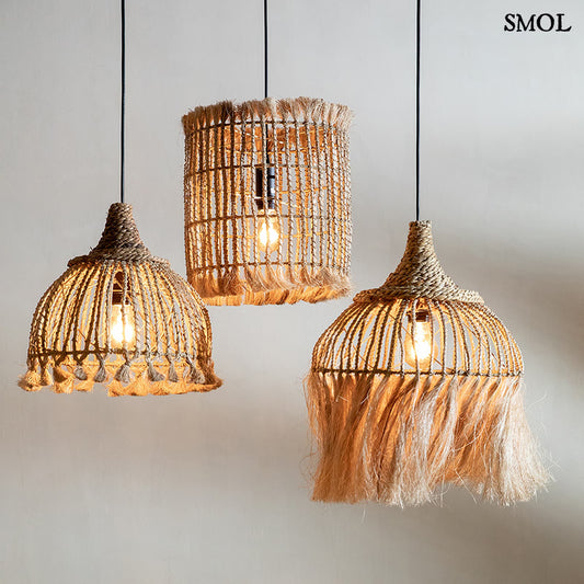 ABACA, kalitka függőlámpa– natúr, 35 cm - smol.hu - 3 világító függőlámpa