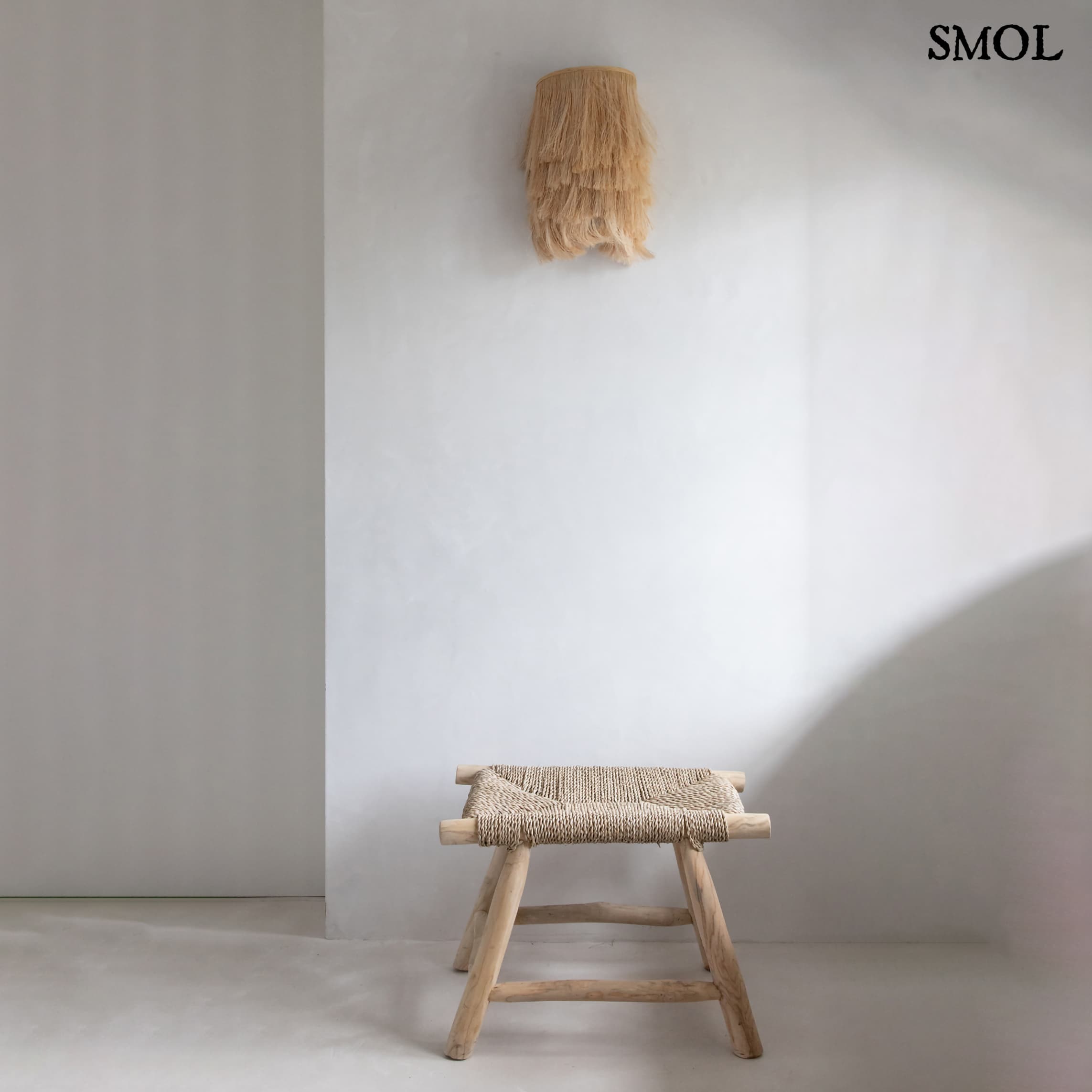 ABACA – természetes falilámpa, natúr - 35 cm - smol.hu - ülőkével, falon