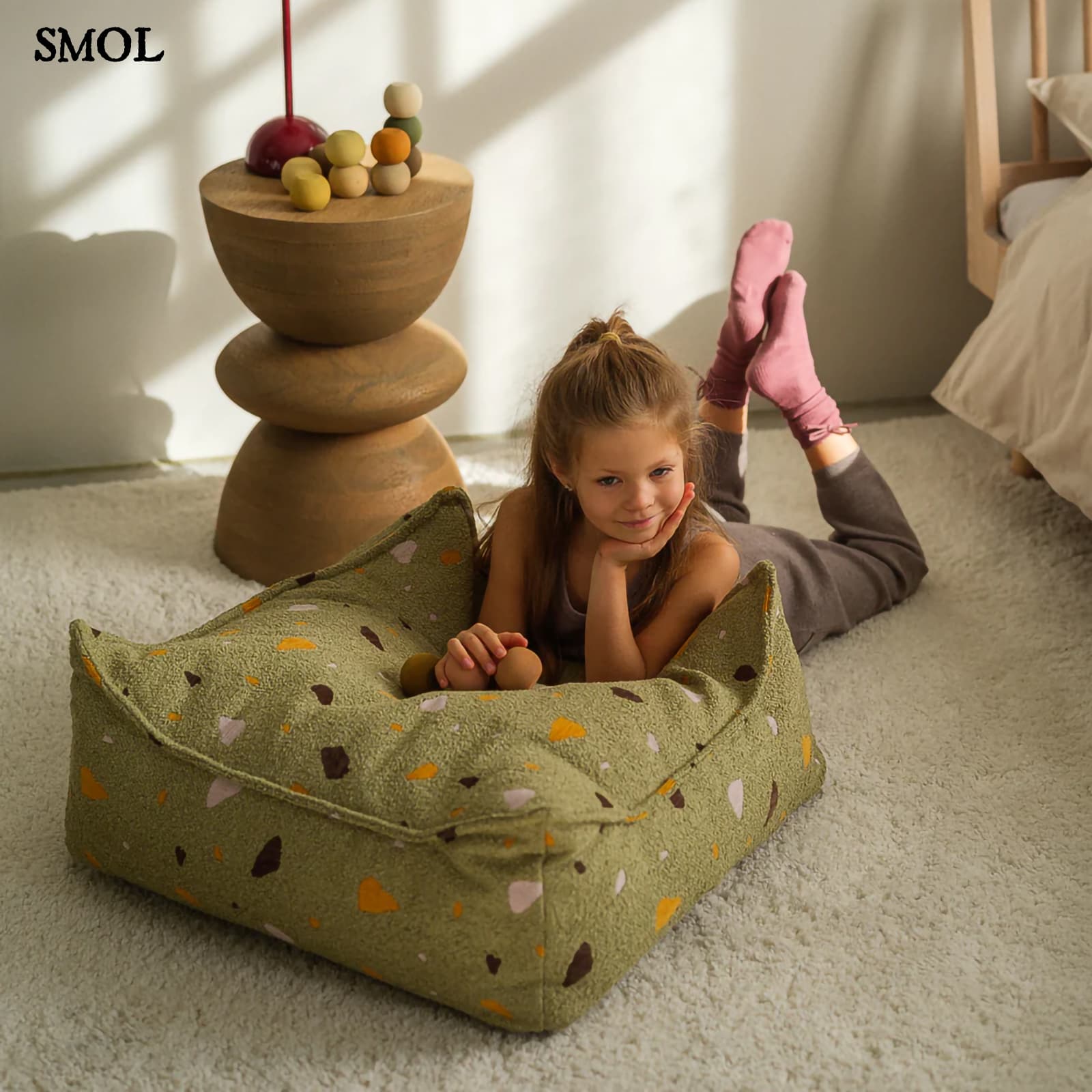 TERRAZZO MOSS, gyerek puff, 60x60x20 - smol.hu