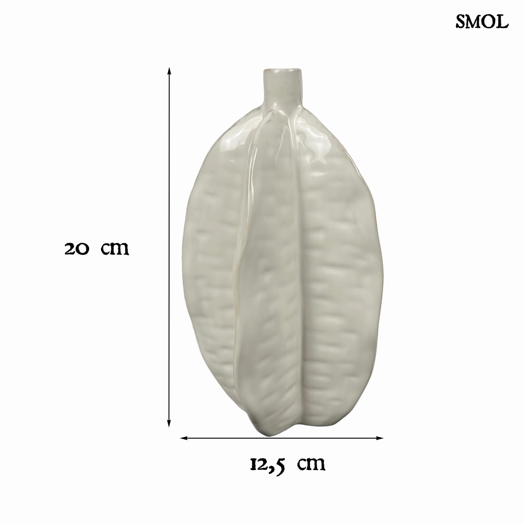 ASA kerámia váza – csillaggyümölcs forma, fehér, 20 cm - smol.hu - méretekkel