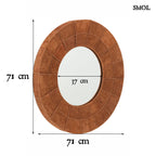 ASTOR - kerek falitükör valódi bőr kerettel - 71 cm - smol.hu - méretekkel
