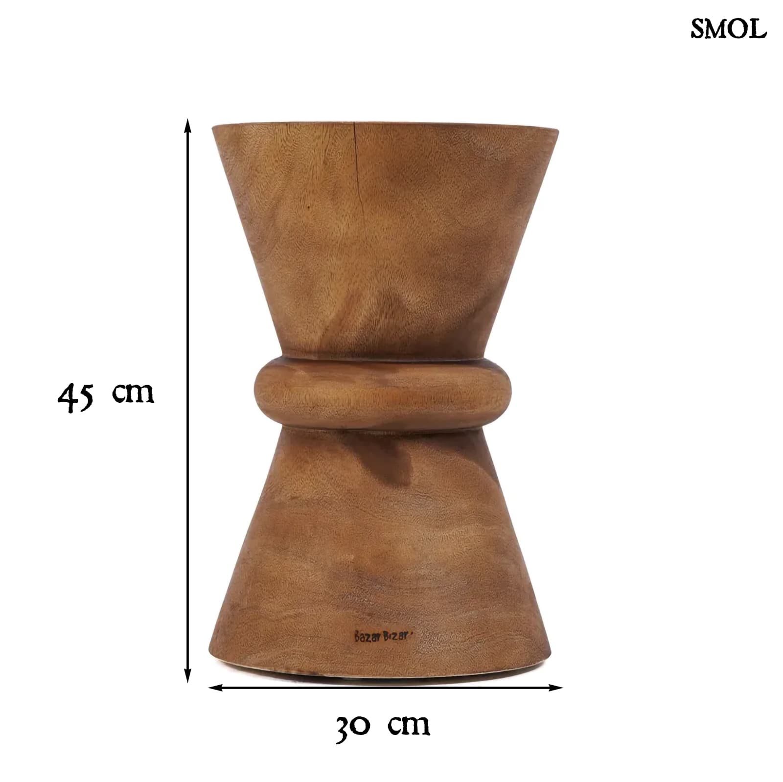 AUKAI - természetes fa kisasztal és ülőke - 45 cm - smol.hu - méretekkel