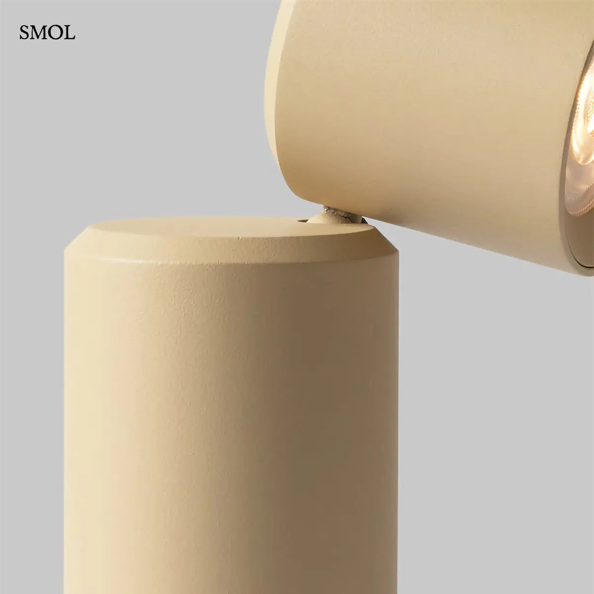 MILAN bézs alumínium akkus asztali és fali lámpa dönthető fejjel, fej csatlakozása a lámpatesthez nagyítva