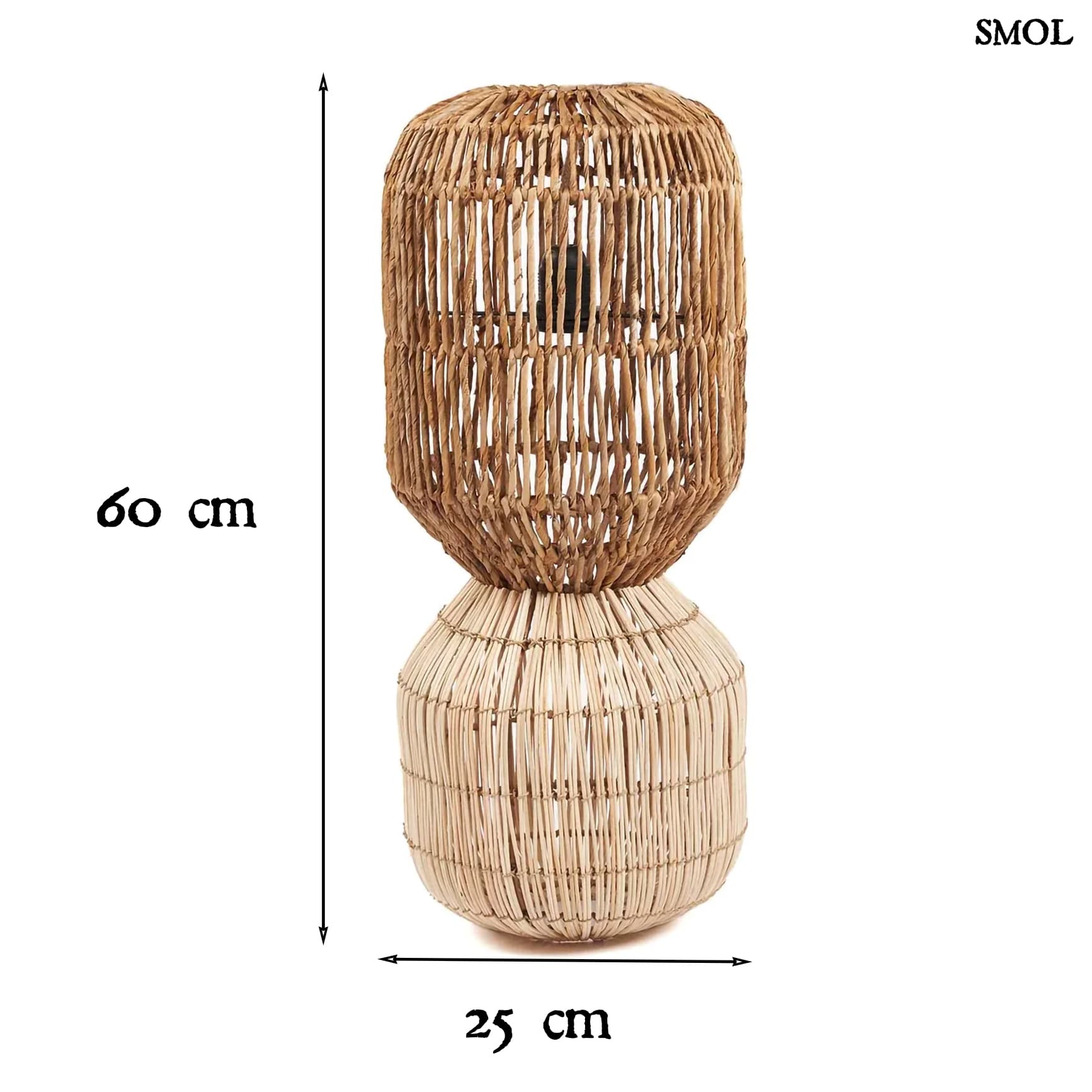 Álló- és Függőlámpaernyő - banánlevél és rattan, 60 cm | CHEMCHEM - smol.hu - méretekkel