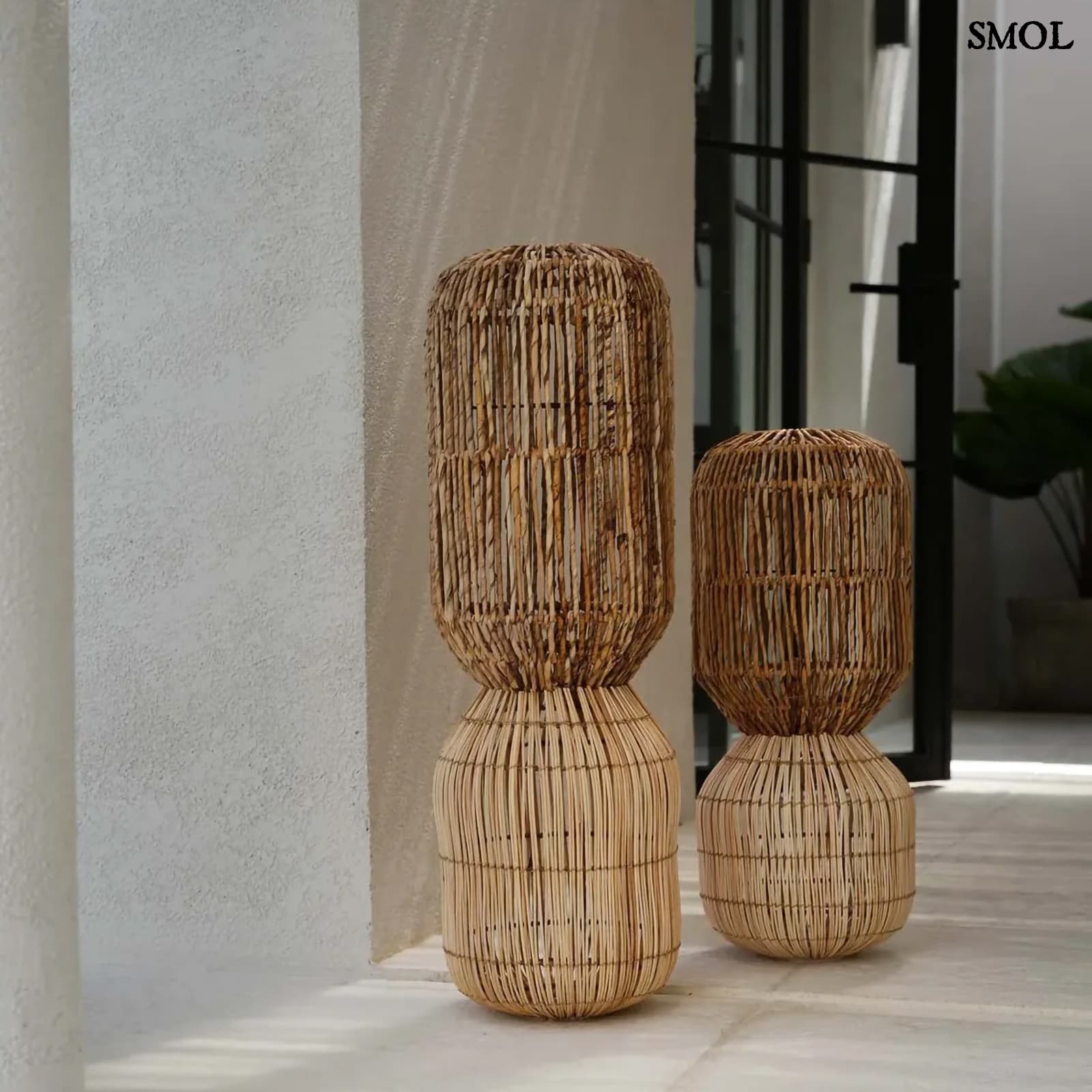Álló- és Függőlámpaernyő - banánlevél és rattan, 60 cm | CHEMCHEM - smol.hu - két méretben
