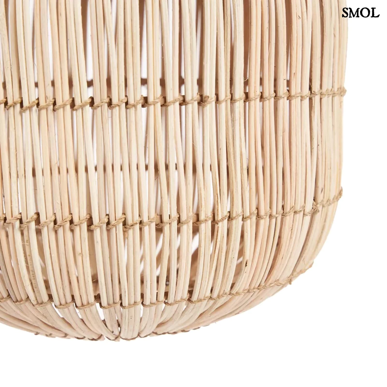 Álló- és Függőlámpaernyő - banánlevél és rattan, 60 cm | CHEMCHEM - smol.hu - alsó rész nagyítva