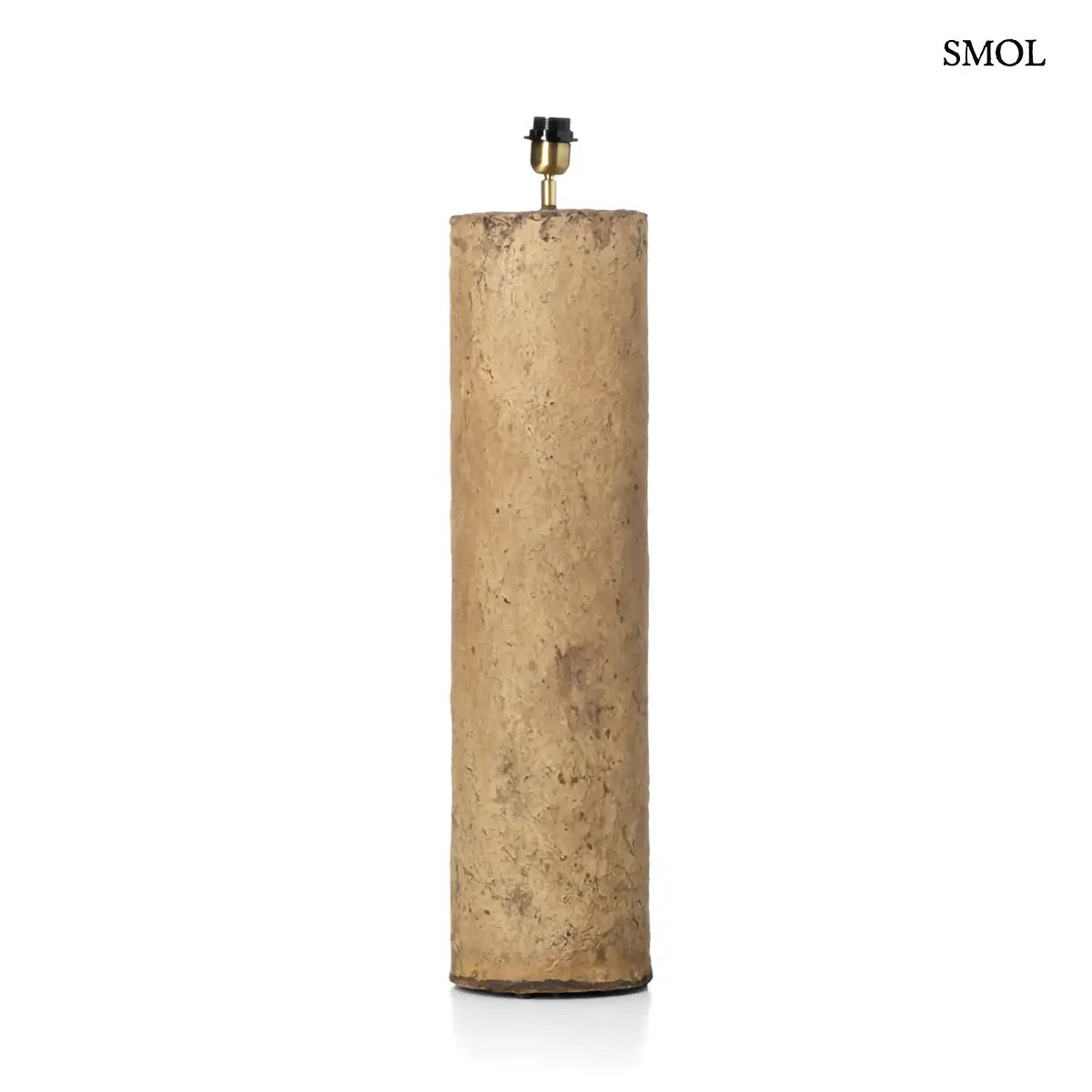 Iszapbarna papírmasé állólámpa totem formával, L méret, 20×75 cm, lámpaernyő nélkül