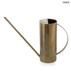 Elegáns sárgaréz öntözőkanna hosszú, vékony kiöntővel és íves fogantyúval, fehér háttérrel