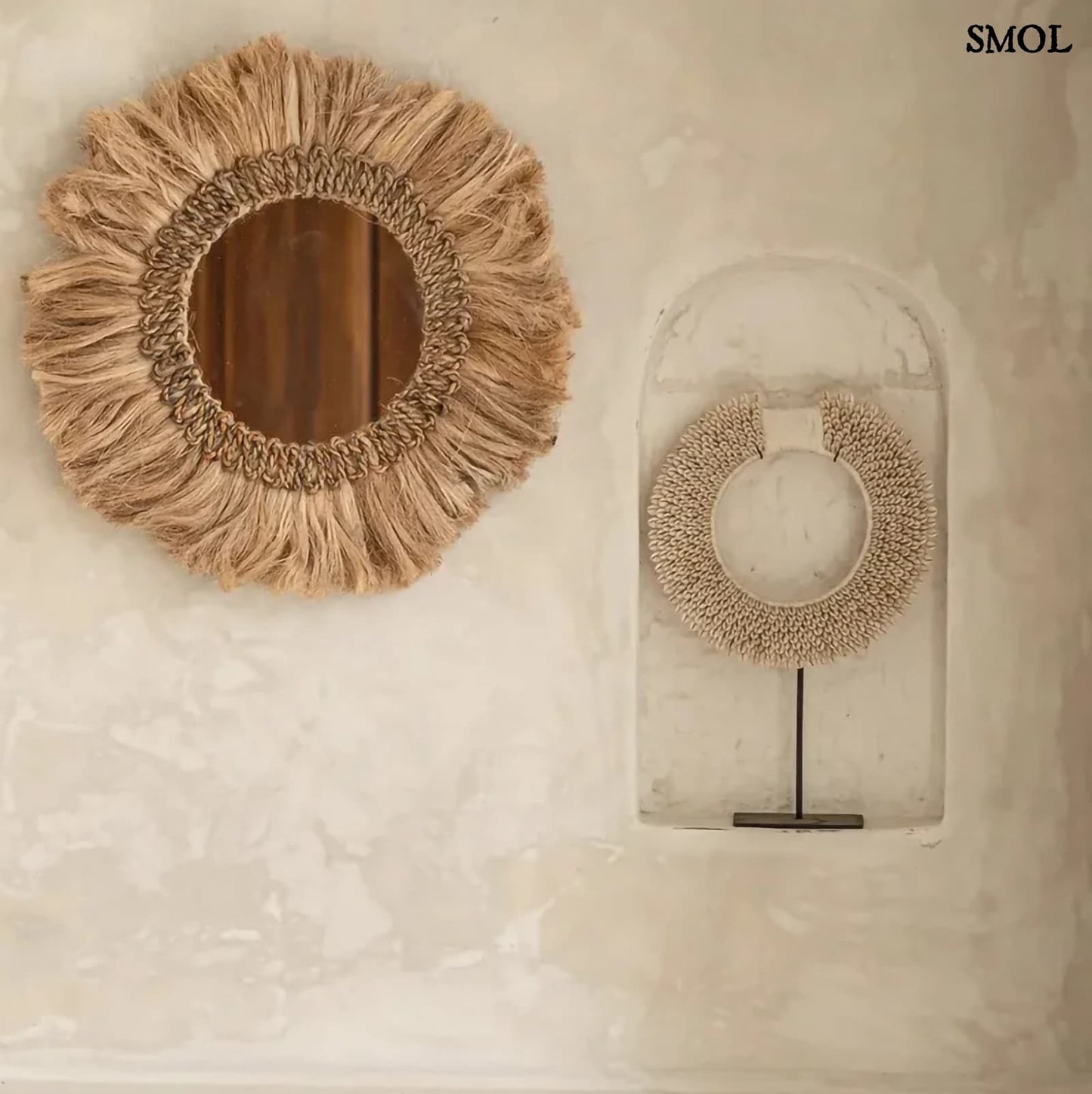 Asztali dekoráció kagylókkal, 45 cm | PAPUA SHELL DISC - smol.hu - tükörrel
