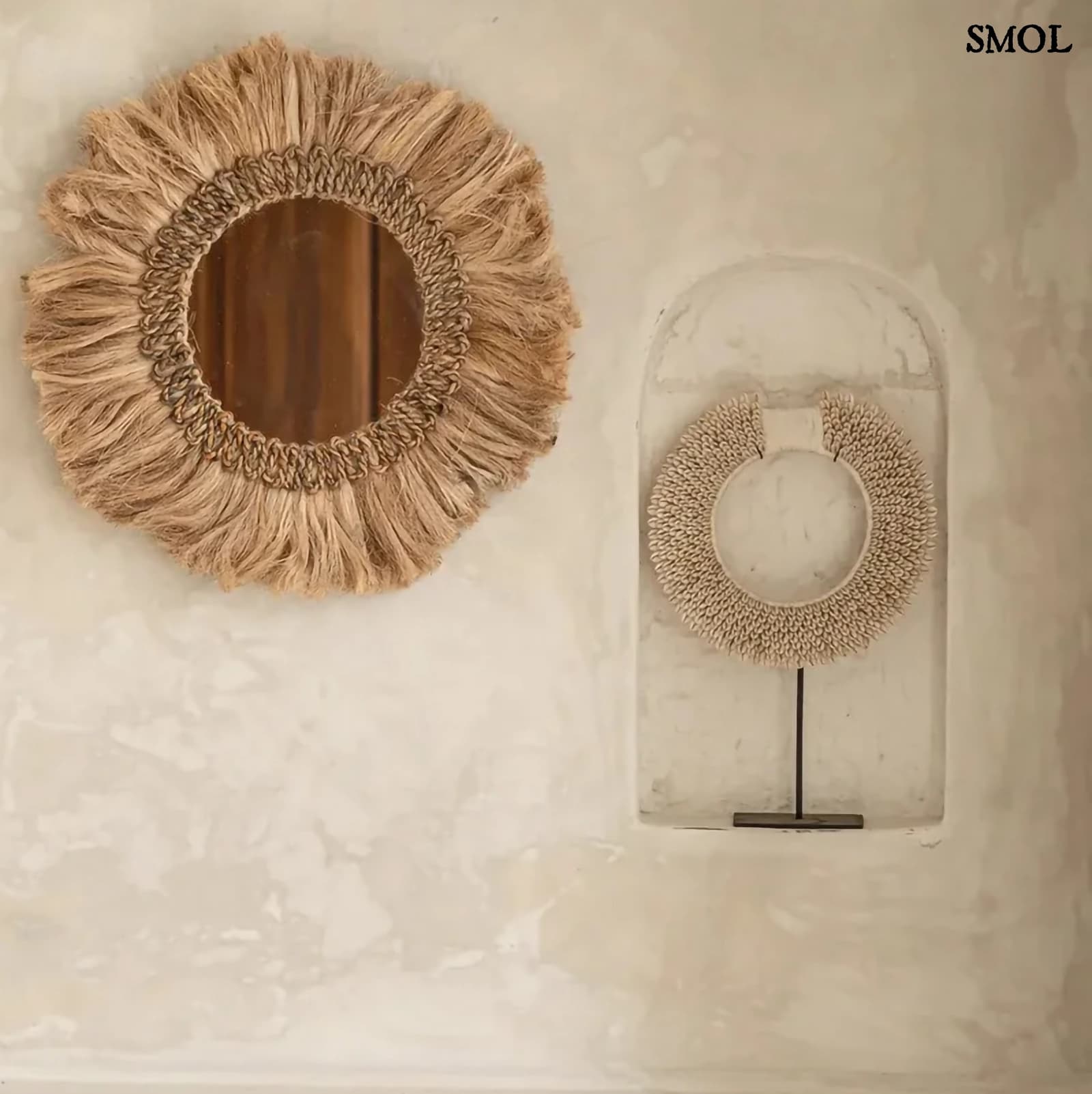 Asztali dekoráció kagylókkal, 45 cm | PAPUA SHELL DISC - smol.hu - tükörrel