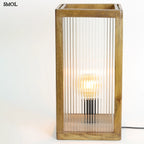 Asztali lámpa fa és üveg kombinációval | MARPA | SMOL - égő izzóval