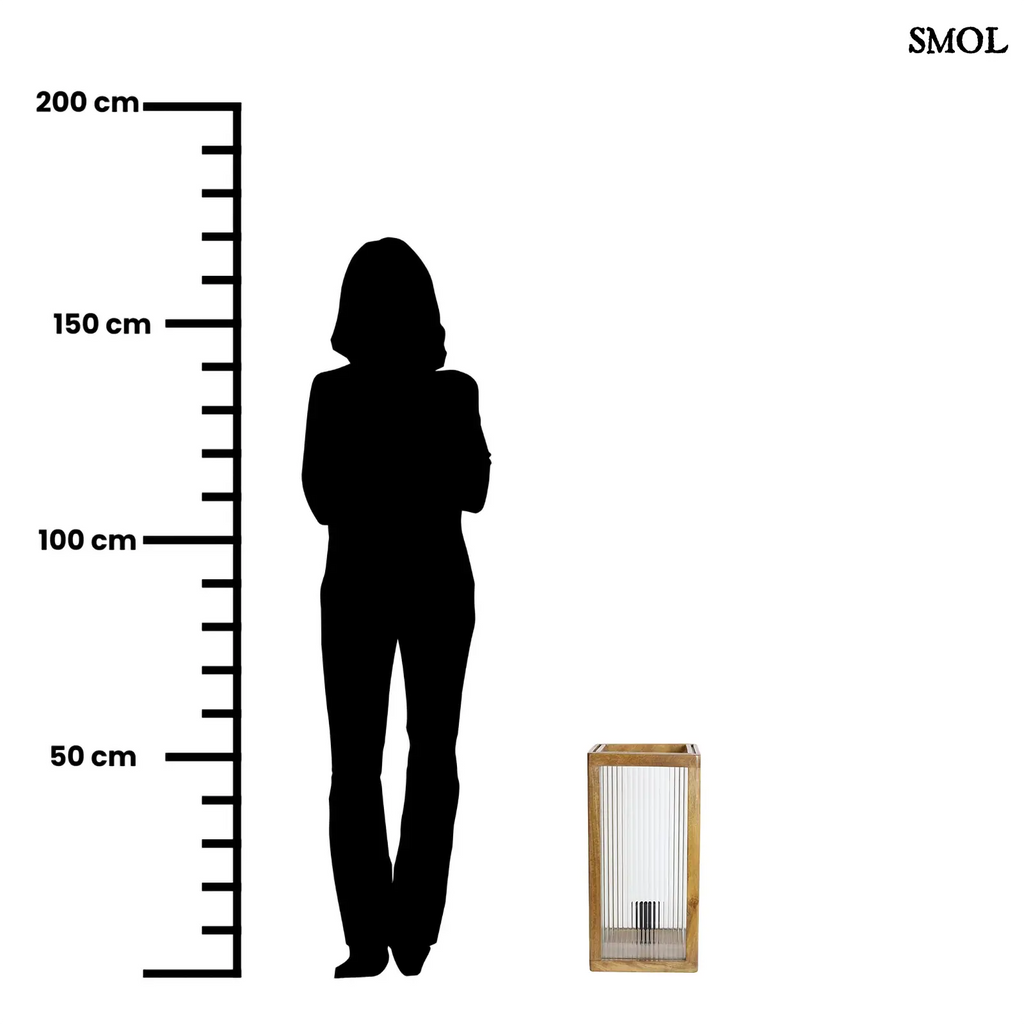 Asztali lámpa fa és üveg kombinációval | MARPA | SMOL - méretarányosan