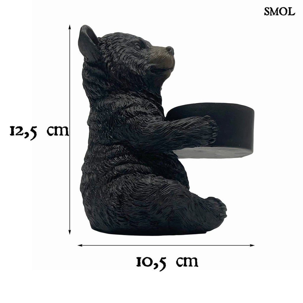 BALU - medve mécsestartó dekoráció - 12,5 cm - smol.hu - méretekkel