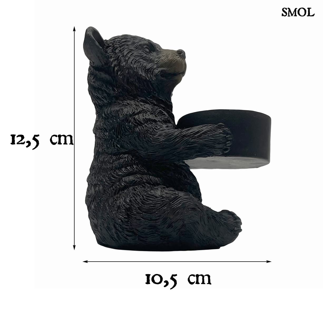 BALU - medve mécsestartó dekoráció - 12,5 cm - smol.hu - méretekkel