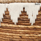 BANANA STITCH - fedeles, banánlevél tárolókosár - 50 cm - smol.hu - oldalról, hímzés nagyítva