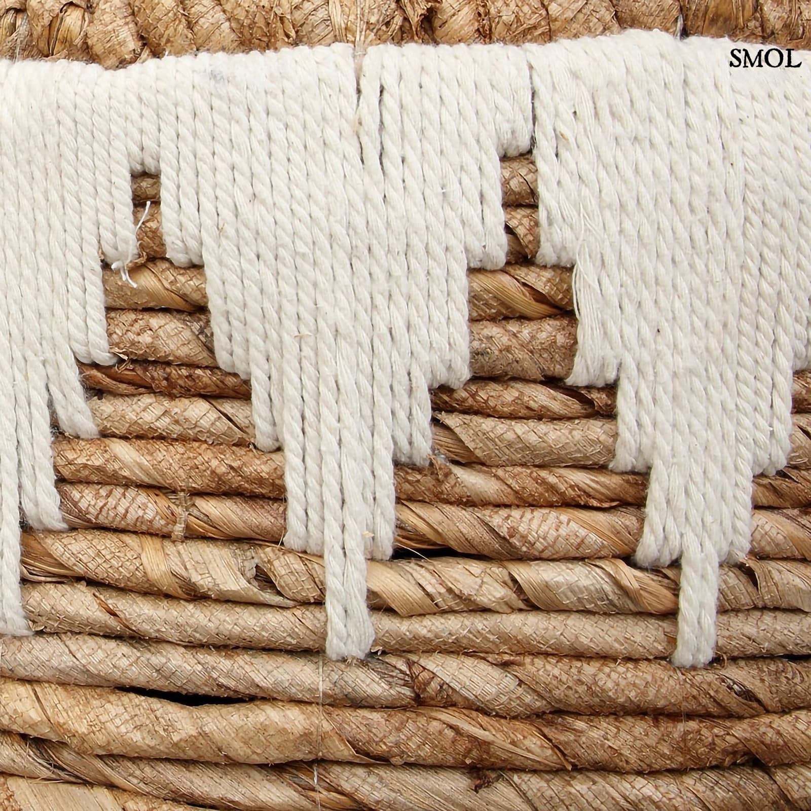 BANANA STITCH - fedeles, banánlevél tárolókosár - 55 cm - smol.hu -oldali hímzés nagyítva